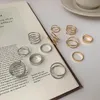 Küme Yüzükleri 6 PCS Minimalist Geometrik Açık Yüzük Kadınlar Vintage Altın Gümüş Renk Parmak Düz Metal Aksesuarları Takı Hediyeleri