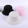 Berets Solid Panama Hat For Men Women Pure Color Simple Hip Hop Cap Black White Pink Yellow Purple Beige Sunscreen Bucket Hats YY169