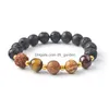 Perlé en gros réglable volcanique pierre de lave bracelet de perles yoga diffuseur d'huile essentielle femmes bracelets tressés bracelet guérison goutte Dhejb