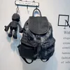 New Women Backpacks Student Fashion Denim Retro Women's Backpack Drawstring Flap Backpack Bag with Hanging Accessories