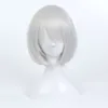 Nier Automata 2B Yorha No. 2 Branco Curto Peruca Reta Mulheres Bob Resistente Ao Calor Cabelo Sintético Fantasias Cosplay