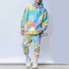 Men's Tracksuits Nanaco Oversized Tie-dye Sport Men's Hoodies Set Male Hooded 100% High Quality Cotton Colorful Tracksuit Sweatshirts Suits M-4XL J231023