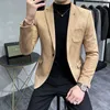 Freizeithemden für Herren Boutique S-4XL Herrenmode Business Casual Slim Gentleman Koreanischer Stil Bequemes Kleid im britischen Stil Wildleder Kleiner Anzug 231023