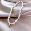 ペンダントロマンチックなラブハートナチュラル淡水真珠14kゴールドフィルドメスチェーンネックレス女性のための卸売ジュエリーウェディングギフト