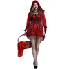 Costume di Halloween Donna Designer Costume Cosplay Costume di Halloween Stile gotico Cappuccetto Rosso Discoteca Abito da regina Gioco di ruolo