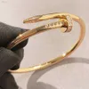 Women's Tarnish Free Waterproof Cz Diamond Nail Bangle Bracelet Gold Plated Stainless Steel