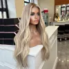 Brazilian human Hair Lace Frontal Wig Ash Brown Ombre Blonde Body Wave Glueless Wig Ready to Wear13x4 Synthetic