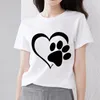 T-shirts pour femmes T-shirt Tendance Style coréen Sweet Wild Impression Love Pattern Série Dames Étudiant O-Cou Blouse Belle Vêtements de banlieue