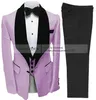 Garnitury męskie Jacquard Men Formal Blazer Vest Pants Prom 3 sztuki Velvet Shawl Lapel Zużycie