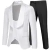 Men's Suits 3 Pcs Suit Set Blazers Jacket Pants Vest / 2023 Fashion Bronzing Pattern Big Collar Dress Coat Trousers Waistcoat