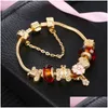 Bärade modesmycken 18K Guldpläterad DIY Kvinnor Charm Armband Trendiga Big Crystal Beads Copper Bangle Armband för smycken Armband DH0VI