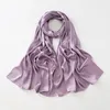 Foulards femmes plaine soie satin hijab écharpe différents côtés écorce rides couleur unie long châle musulman lisse comme sous-écharpe