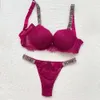 Sutiãs vs push up sutiã conjunto renda e calcinha sexy bordado feminino profundo v lingerie boa qualidade roupa interior bonita 231023