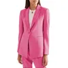 Abiti da uomo Blazer Tailleur pantalone Set due pezzi Office Ladies Donna Rosa Viola Business Bottoni singoli Pantaloni slim fit Abito formale