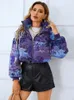 Women's Down Parkas Printed Cotton Padded Short Jacket Women Zipper Turn-down Collar Loose Autumn Winter Thick Coat Female Long Sleeve Colorful Top 231021