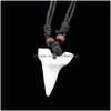 Pendant Necklaces Fashion Wholesale Mixed 12Pcs Imitation Yak Bone Shark Tooth Necklace White Teeth Amet For Men Womens Jewelry Mn57 Dhi81