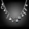 Pendants Factory Direct 925 Sterling Silver 18 Inch Shiny Zircon Key Moon Heart Star Cross All-match Necklace Gift Fine Jewelry