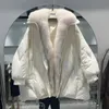 Frauen Daunen Parkas Lagabogy Echte Natürliche Pelz Winter Frauen Weiße Gans Jacke Lose Warme Puffer Mantel Weibliche Dicke MidLong 231021