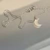 Hängen Ventfille 925 Sterling Silver Necklace For Women Girl Moon Fritillaria Zircon Extremt Fine Chain Jewelry Gift Drop