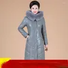 Trench da donna Giacca invernale in pelle di alta qualità Cappotto in cotone Parka Donna anziana di mezza età Addensare morbido soprabito in PU R136