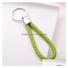 Keychains Lanyards Shop S Mix Color Pu Leather Braided Woven Keychain Rope Rings Fit Diy Circle Pendant Key Chains Holder Car Keyrin Dhdnu