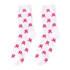 Women Socks Breast Cancer Awareness Theme Printed Mid Calf Casual Comfy Anti Blister Antibacterial Calcetines Wicking Sokken