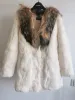 Пальто из 100% натурального меха кролика с воротником из натурального меха енота Роскошный меховой магазин