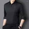 Men's Casual Shirts Men's 2023 Men Smart Oblique Stripe Navy Blue Green Gray Black Tops Male Turn Down Collar Slim Fitting Shirt 4