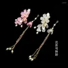 Grampos de cabelo tradicional artesanal flores de cerejeira clipe feminino hanfu menina hairpin