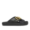 designer F letter shoe woman graphy sandal lveather slides man luxury crossover band golden metal confort flat slipper outside pool