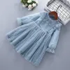 Sukienki dla dziewczynek 3-7 lat wysokiej jakości sukienka wiosenna 2023 Koronki szyfonowy kwiat drapowany Ruche dzieci