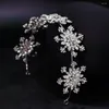 Hair Clips Bridal Crown Fashion Jewelry Korean Style Snowflake Hairband Diadem Headband Rhinestone Hairdress Wedding Accessories