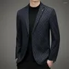 Men's Suits Boutique High-end Autumn/winter Coat Korean Suit Striped Creative Print Casual Jacket Without Ironing