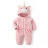 Rompers unicornio encantador baby girls ropa de los jiguros infantiles kigurumis baby bodysuit nacido de franela con capucha 231023