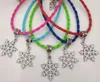 Charme pulseiras 10 pçs/lote gota esmalte flocos de neve pingente cor misturada pulseira diy feminino jóias de natal presente