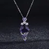 Hängen äkta 925 Sterling Silver Amethyst Pendant Halsband för kvinnor Fina CN (Origin) Luxury Smycken Gemstone Girl