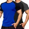 T-shirts pour hommes Chemise en coton d'été Hommes à manches courtes Couleur unie Haute qualité T-shirt Raglan Simple Patchwork Tees