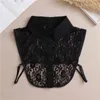 Bow Ties Japanese Women Girls Lolita Doll Ruffles Fake Collar Shoulder Wrap Detachable Mesh Embroidery Floral Lace Shawl Cape Half