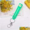 Porte-clés Lanyards Red Daisy Key Chain Creative Fashion Soft Caoutchouc Cuir Corde Porte-clés de voiture Petits accessoires en gros Drop Delive DHA2V