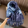 Sciarpe Sciarpa in viscosa con nappa floreale blu navy africano Scialli e involucri con stampa di alta qualità Stola in pashmina Hijab musulmano lungo e morbido