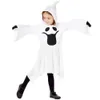 Disfraz de Halloween Mujer Diseñador Disfraz de Cosplay Disfraz de Carnaval de Halloween Fantasma Blanco tímido Sombrero Puntiagudo de Manga Ancha Falda Estampada Vestido Divertido