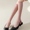 Women Socks Transparent Nylon Stockings Ladies Knee JK Lolita Hosiery Silk Sock Shiny Solid Color Ultra-thin Fashion Elastic Long