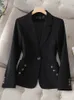 Abiti da donna Blazer a maniche lunghe da ufficio Blazer da donna Donna Nero Blu Bianco Abbigliamento da lavoro femminile da lavoro Giacca formale sottile per l'autunno inverno231023