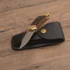 1PCS Classic 112 Auto taktyczne składanie noża 440C Satin Blade Ebony/mosiężne klamka na głowę EDC Kieszeczki z skórzaną osłoną noża