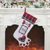 Dog Paw Christmas Stocking Socks Christmas Tree Ornaments Stockings With Photo Holder Home Christmas Party Decorations Supplies BH4042