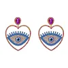 Boucles d'oreilles oeil du diable strass coeur goutte huile amour femmes vente en gros