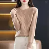 Kvinnors tröjor Autumn och vinterkassemir tröja o-hals långärmad koreansk version Lossa ren ullstickning