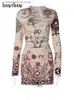 Urban Sexy Dresses Hawthaw Women Fashion Long Sleeve Bodycon Streetwear Party Club Mini Dress 2022 Fall Clothing Wholesale Items For Business T231023