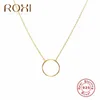 Pendants ROXI Simple 925 Sterling Silver Necklace Karma Round Circle Pendant For Women Fashion Clavicle Chain Statement