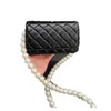 Parl Chain WOC WOM WOMEN TORDBAG PIELONA DAMA BORM RAMPER PIELĘCIKA PIELĘCKA MOSIE MOSINEK TORBY Crossbody 19cm Złoty kawior oryginalny skórzana torebka monet z pudełkiem podarunkowym